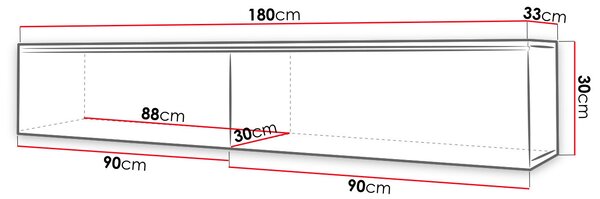 Televizní skříňka s bílým LED osvětlením 180 cm WILLA D - černá