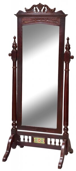 Zrcadlo v rámu z teakového dřeva na stojanu, 78x61x177cm