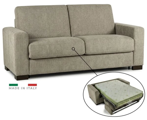 Pohovka JANIRA s rozkladem na každodenní spaní - matrace s Aloe vera, béžová (roma - 06 beige)