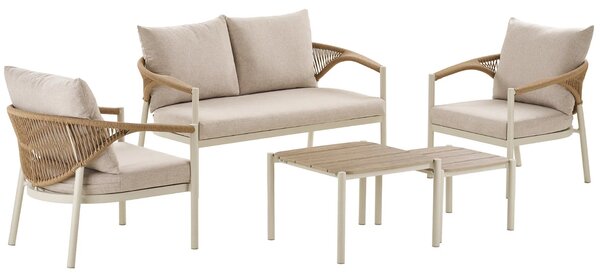 Nordic Living Béžový zahradní set pohovky, stolků a křesel Ela