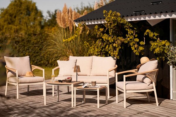 Nordic Living Béžový zahradní set pohovky, stolků a křesel Ela