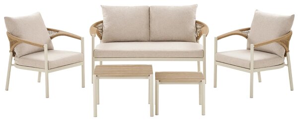 Nordic Living Béžový zahradní set pohovky, stolků a křesel Ela