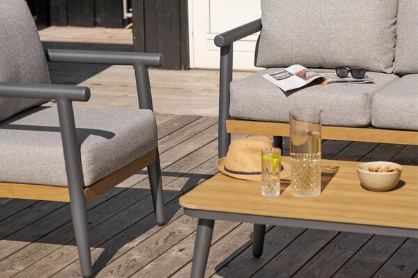 Nordic Living Šedý zahradní set pohovky, stolku a křesel Comi