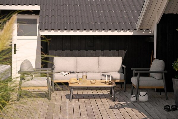 Nordic Living Šedý zahradní set pohovky, stolku a křesel Comi
