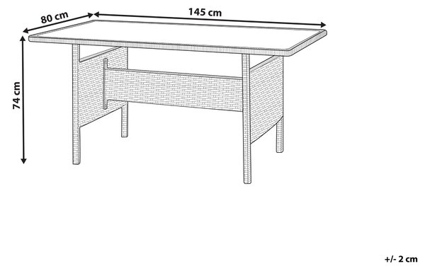 Zahradní jídelní stůl VITERBO 145 cm 80 cm Sklo Světle šedá