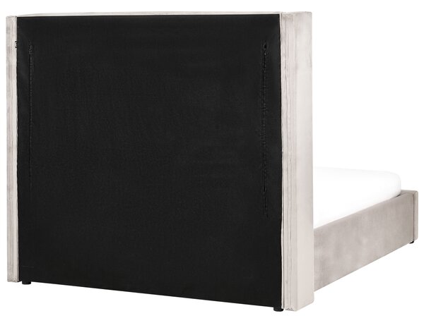 Postel s úložným prostorem Umělý samet LUBBON 140 x 200 cm Taupe
