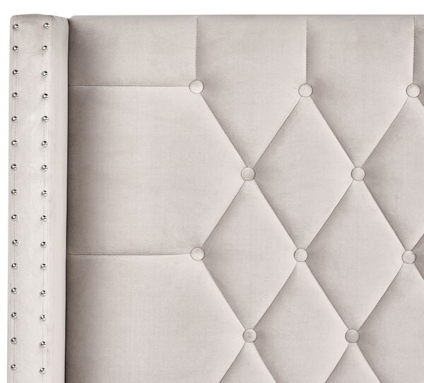 Postel s úložným prostorem Umělý samet LUBBON 140 x 200 cm Taupe