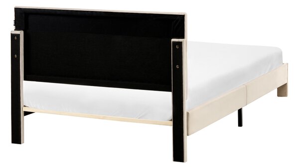 Postel s úložnými zásuvkami Umělý samet LONZAC 120 x 200 cm Béžová