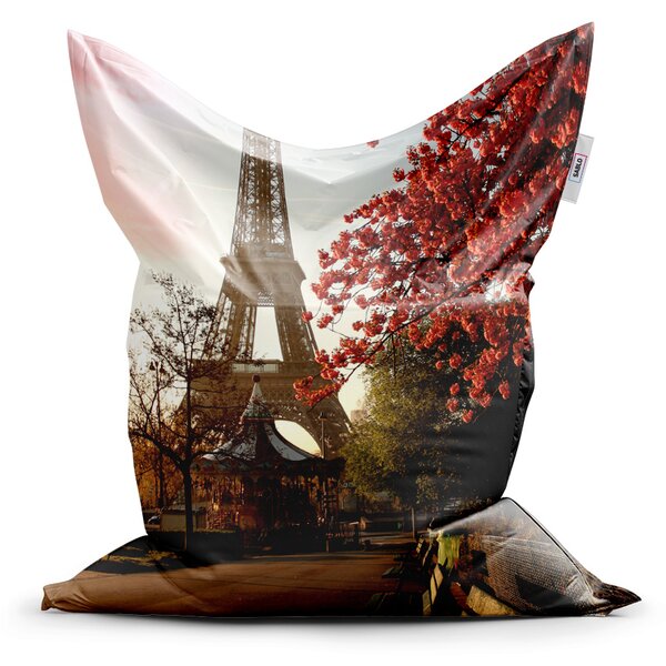 Sablio Sedací vak Classic Eiffelova věž a červený strom - 150x100 cm