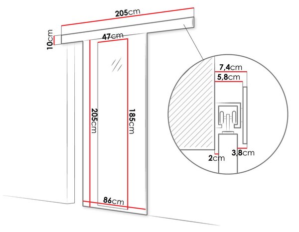 Posuvné dveře se zrcadlem MANAMI 4 - 80 cm, bílé