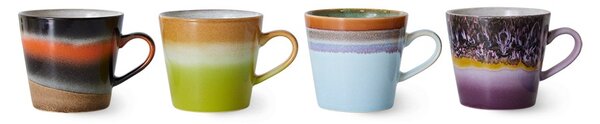 Set 4ks retro hrnek na Cappuccino 70s Solid - Ø 9,5*12*8,5 / 300 ml - HKLIVING