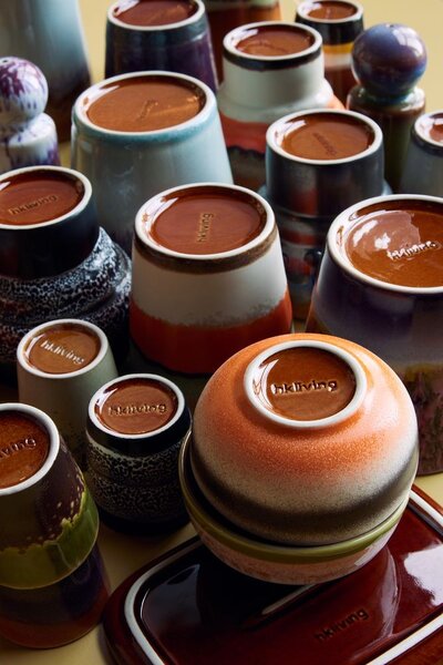 Set 4ks retro hrnek na Cappuccino 70s Solid - Ø 9,5*12*8,5 / 300 ml - HKLIVING