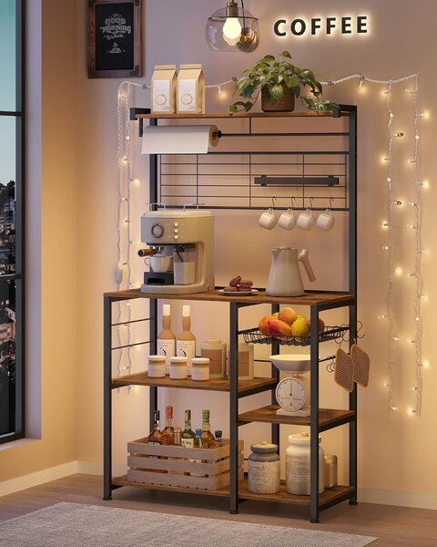 SONGMICS Kuchyňský regál Vasagle Shelfy hnědý/černý