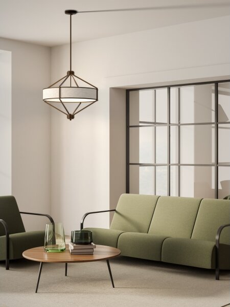 Open Design OR85846 - Lustr na tyči ZUNDO 4xE27/15W/230V hnědá/béžová