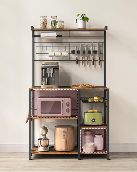 SONGMICS Kuchyňský regál Vasagle Shelfy hnědý/černý