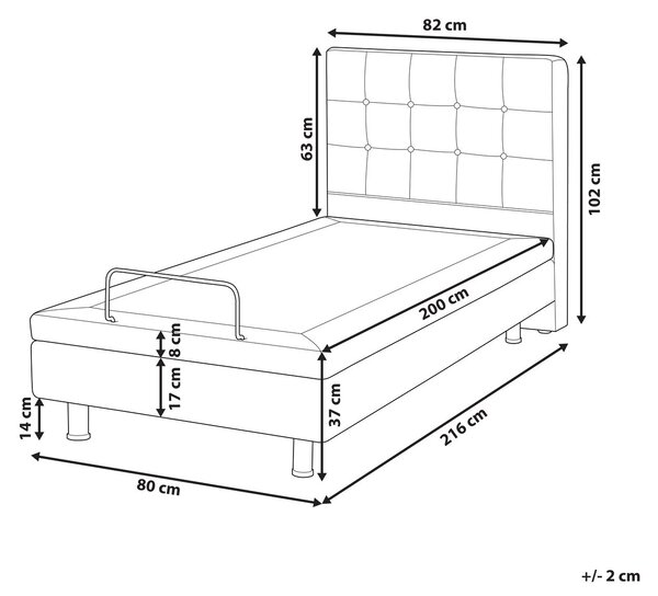 Polohovací postel Buklé DUKE 80 x 200 cm Krémově bílá