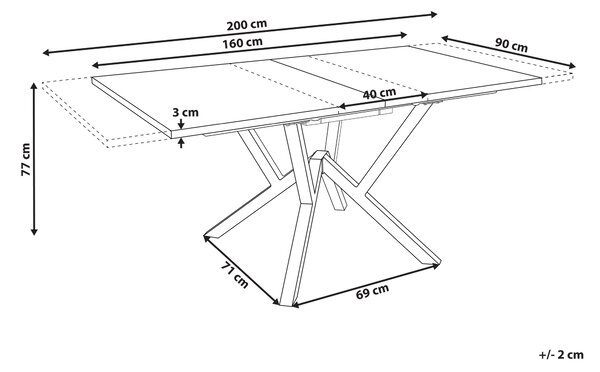 Rozkládací jídelní stůl ANSELL Světle hnědá 160/200 cm 90 cm