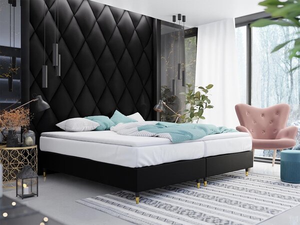 Manželská čalouněná postel 140x200 NECHLIN 5 - černá ekokůže