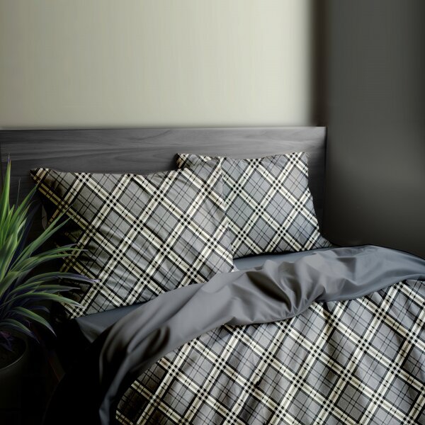 Ervi Bavlněné povlečení oboustranné - Grey Tartan/šedé