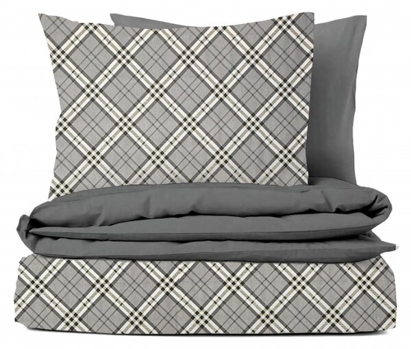 Ervi Bavlněné povlečení oboustranné - Grey Tartan/šedé
