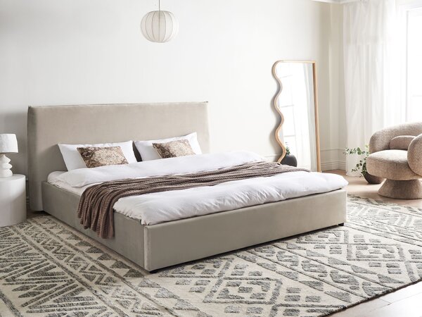 Postel Umělý samet LAVAUR 180 x 200 cm Taupe
