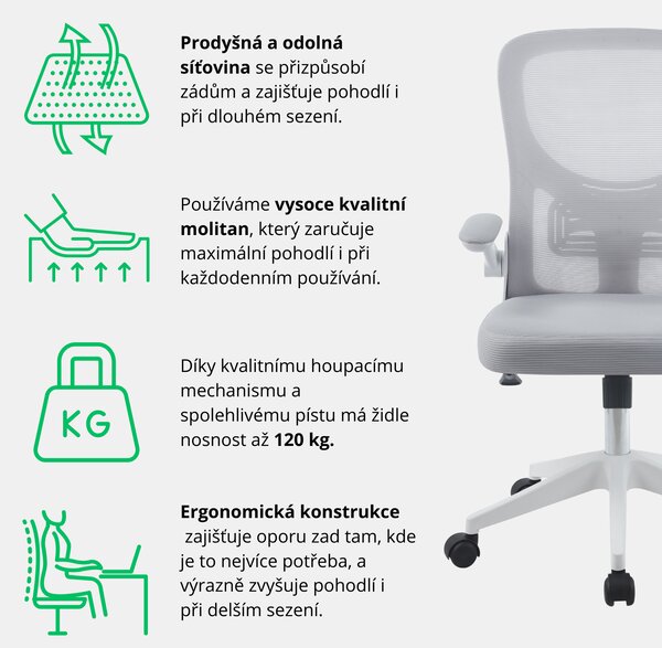 IDEPAR Kancelářská židle APA - světle šedá