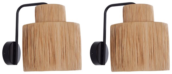 Sada 2 nástěnných lamp SHINFA Proutí Přírodní