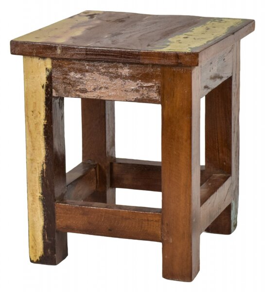 Stolička z antik teakového dřeva, "GOA" styl, 25x25x30cm (3L)