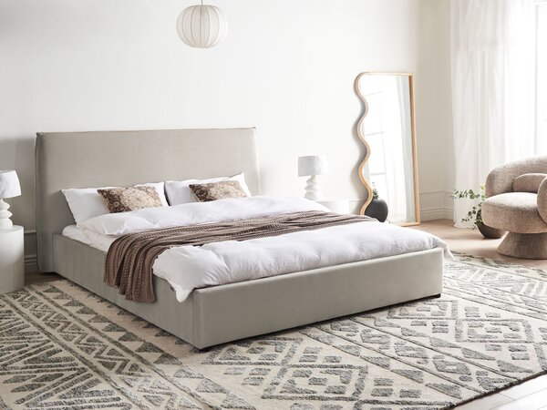 Postel Umělý samet LAVAUR 160 x 200 cm Taupe