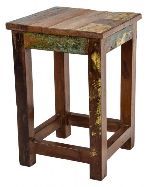 Stolička z antik teakového dřeva, "GOA" styl, 30x30x45cm (4P)