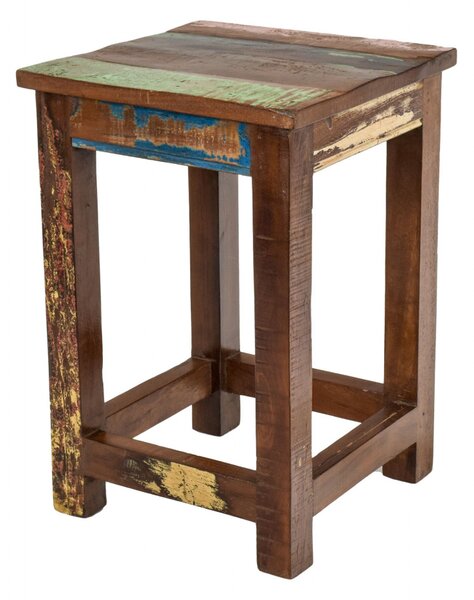 Stolička z antik teakového dřeva, "GOA" styl, 30x30x45cm (4M)