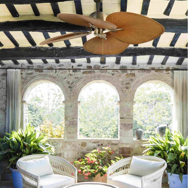 FARO BARCELONA Stropní ventilátor Cuba L, Ø 132 cm, čtyřlistý, starozlatý, Mosaz / zlato, Obývací pokoj / jídelna, Plast