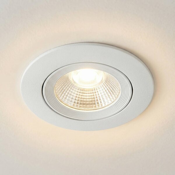 Sigor LED bodový podhled Diled, Ø 8,5 cm, 6 W, 3 000 K, bílý, stmívatelný, Bílá / opál, Obývací pokoj / jídelna, Hliník, Moderní, Zapuštěné kulaté