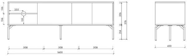 Noo.ma Světle šedý TV stolek Met 160 x 42 cm