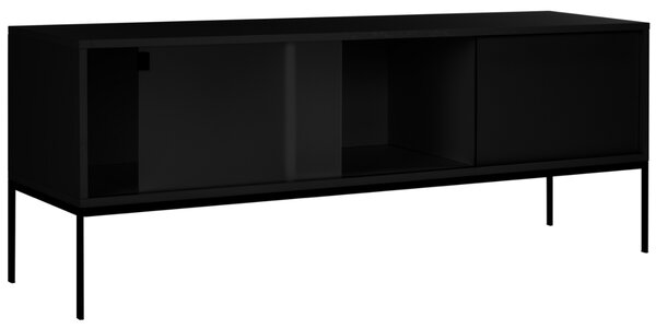 Noo.ma Černý lakovaný TV stolek Met 160 x 42 cm