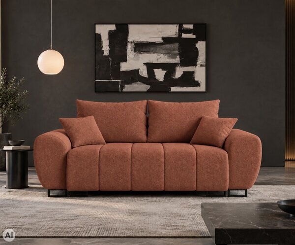 Dvoumístná pohovka NORDEN | 220x103x83cm | Bouclé Centaur, CIHLOVÁ