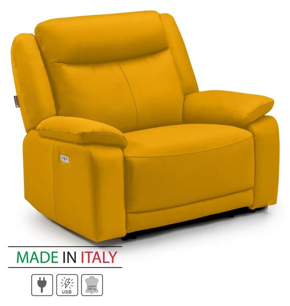 Kožené křeslo CONTINENTAL s elektrickou funkcí relax 1P, elektrické, žlutá (giallo 320)