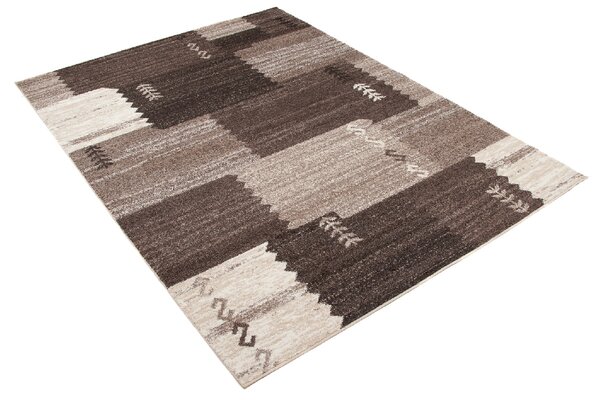 TAPISO Kusový koberec SUPER VERSO - hnědý - čtverce 1 Rozměr koberce: 140x190 cm