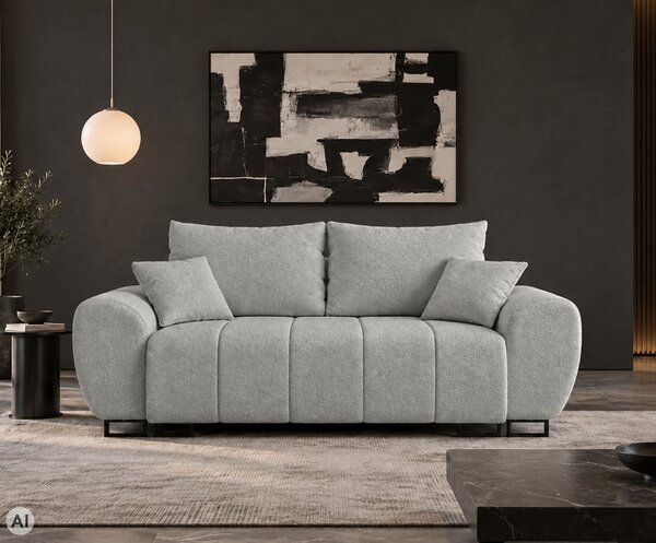 Dvoumístná pohovka NORDEN | 220x103x83cm | Bouclé Centaur, SVĚTLE ŠEDÁ