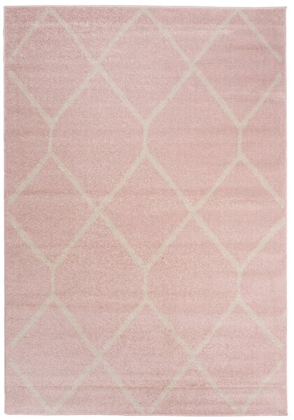 TAPISO Moderní koberec SPRING - růžový - mřížka 1 Rozměr koberce: 80x150 cm