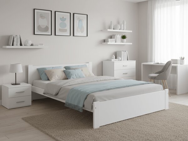 Postel IKAROS 140 x 200 cm, bílá bez roštu s matrací Deluxe 10 cm