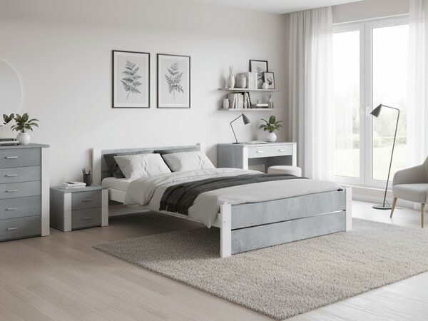 Postel IKAROS DOUBLE 180 x 200 cm, beton/bílá