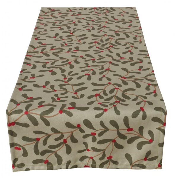 Boltze Home Collections Stolní běhoun Mistletoe zelený s motivem jmelí