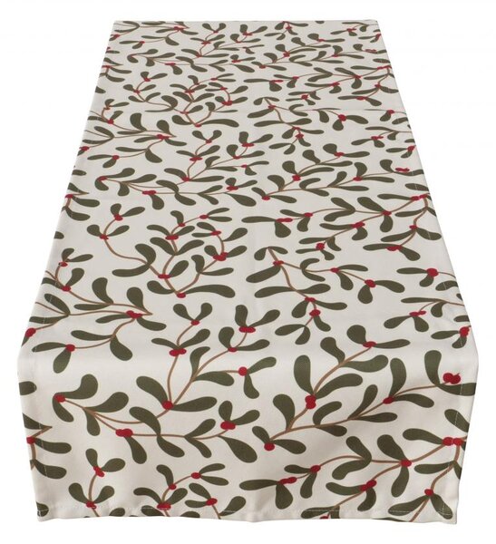 Boltze Home Collections Stolní běhoun Mistletoe bílý s motivem jmelí