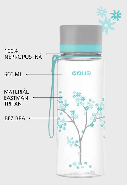 Plastová BPA free lahev z tritanu EQUA Mint Blossom 600 ml