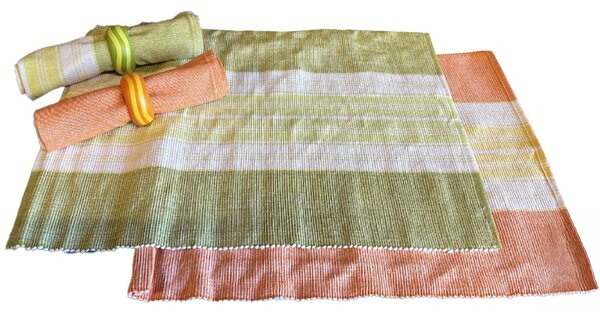 Bavlněný set prostírání 32x47 cm s ubrouskem 40x40 cm FOOD Barva: Oranžová
