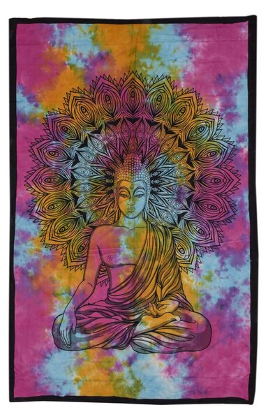 Přehoz na postel, Buddha, barevná batika, 200x140cm