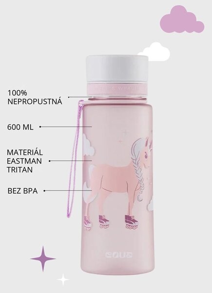 Plastová BPA free lahev z tritanu EQUA Unicorn 600 ml