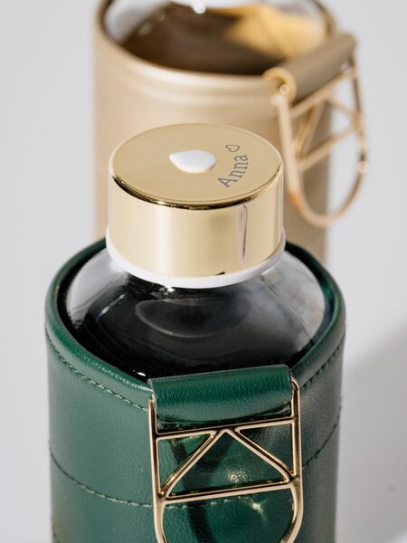 Skleněná lahev s obalem z umělé kůže EQUA Forest Green 750 ml