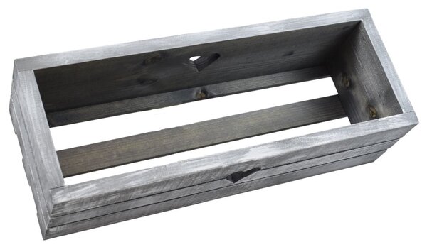 Dřevěný truhlík z masivu srdce – šedý s bílou patinou 50 cm